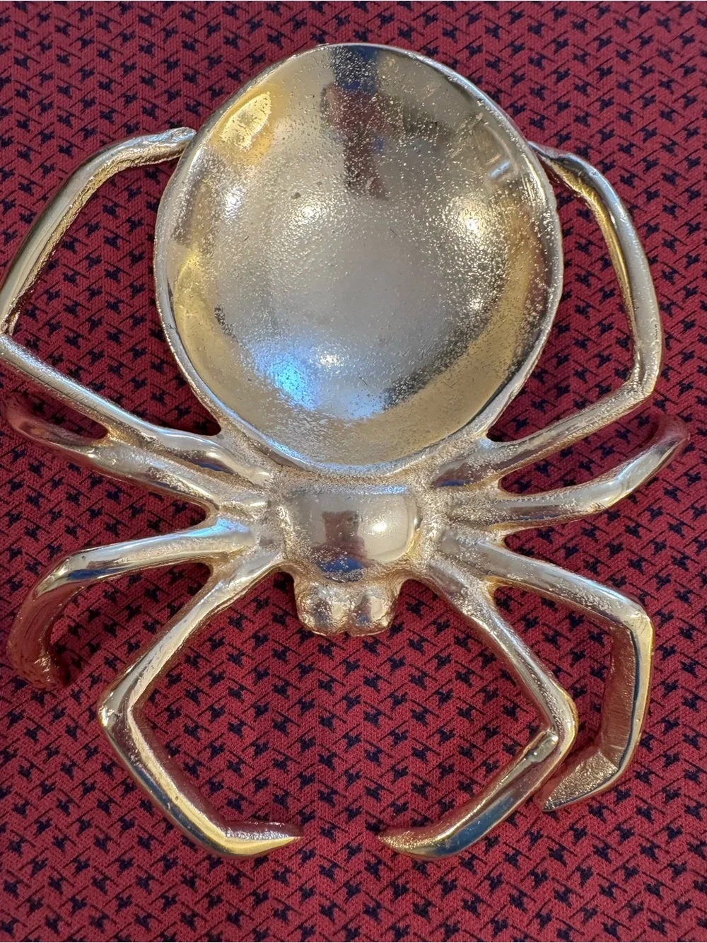Gold Spider Trinket Dish Catchall Bowl Halloween Gothic Decor Large Maximalist